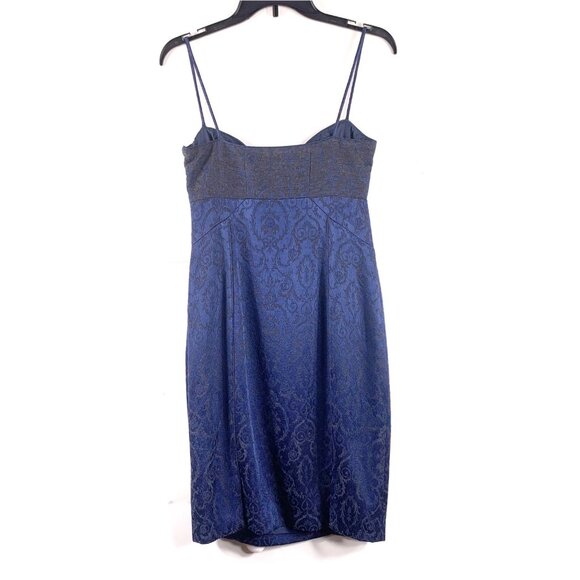 VTG Y2K Cynthia Cynthia Steffe Blue Damask Sweetheart Neck Romantic Dress Size 6 - Picture 2 of 16